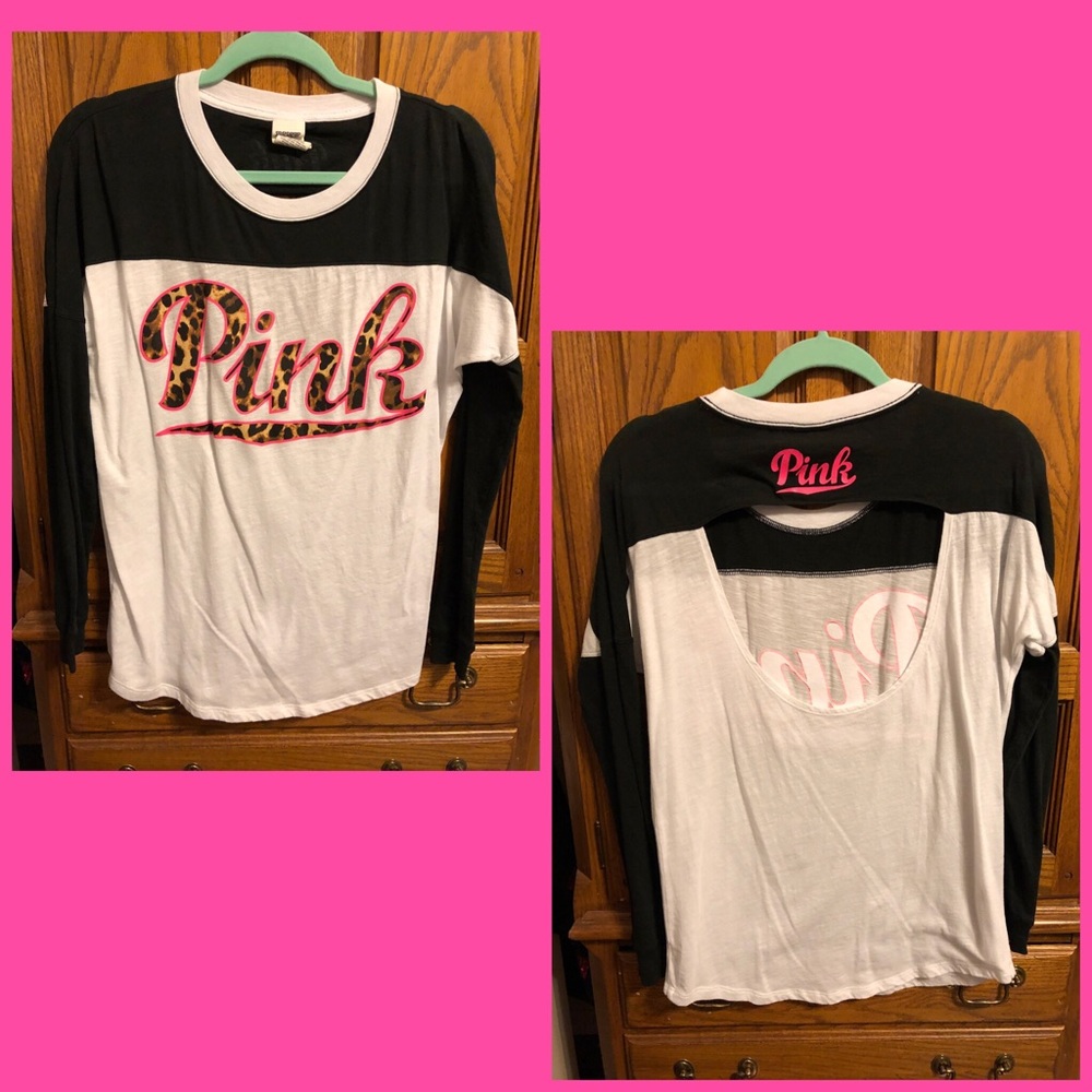 🛑SOLD VS Pink XS open back leopard shirt